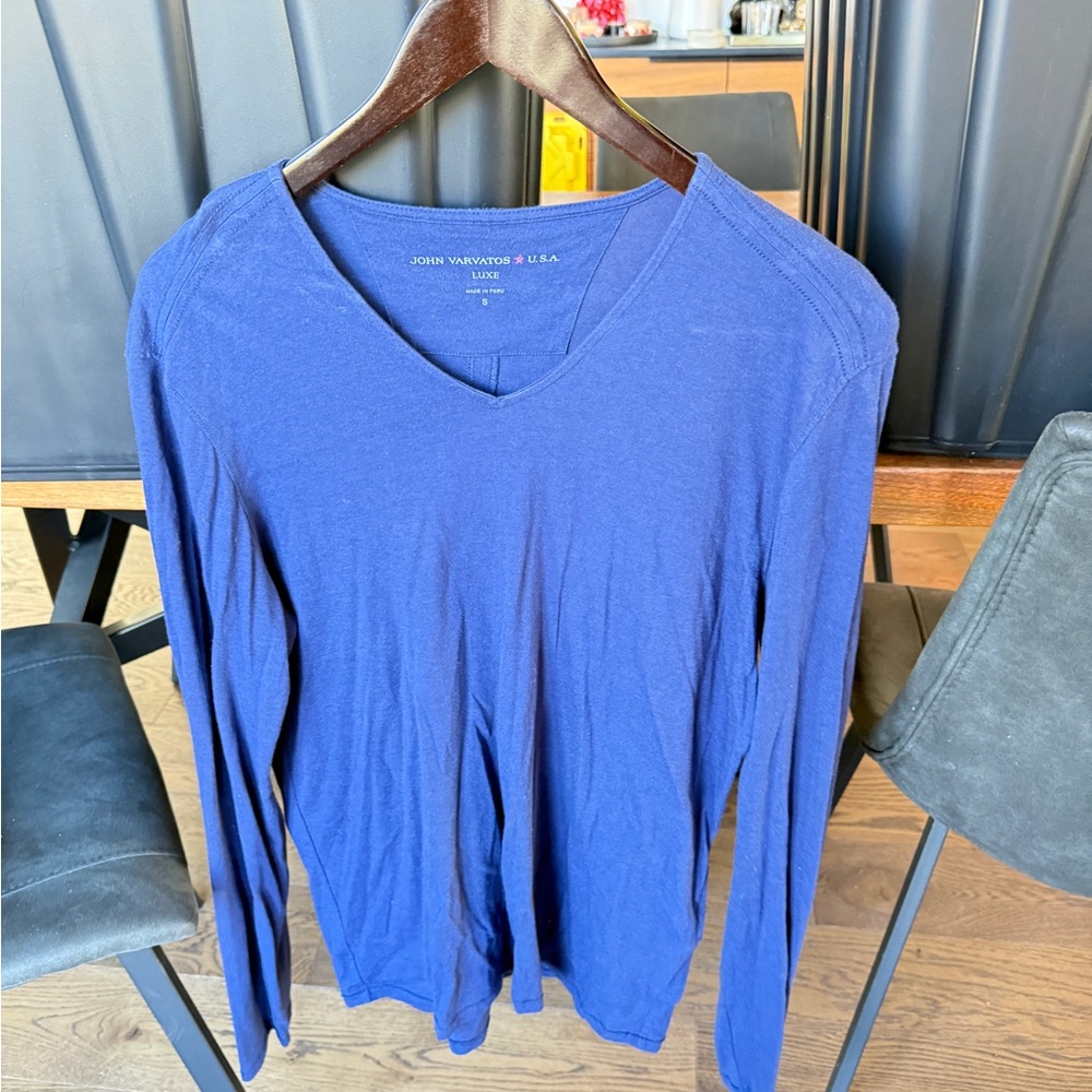 John Varvatos Deep Blue V-Neck Shirt